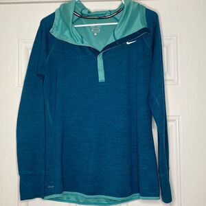 Nike Dri Fit Hooded 1/2 Button Up Pullover Top Size Large